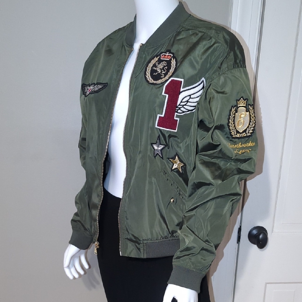 Express Olive Green Bomber Jacket